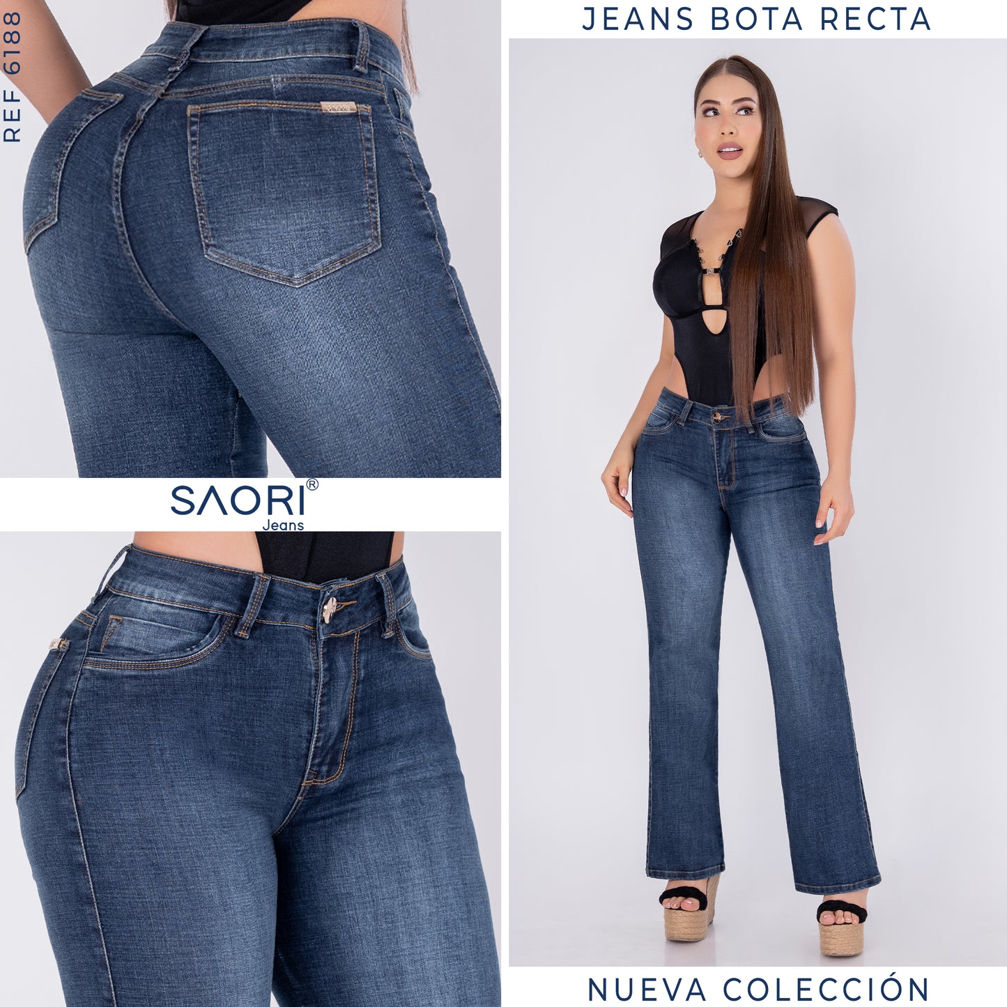 JEANS BOTA RECTA TIRO ALTO REF 6188