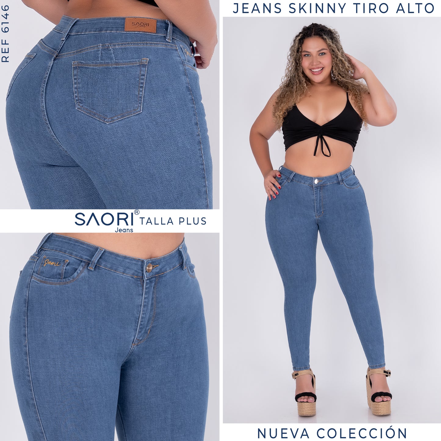 JEANS SKINNY TIRO ALTO STRECH  REF 6146 P