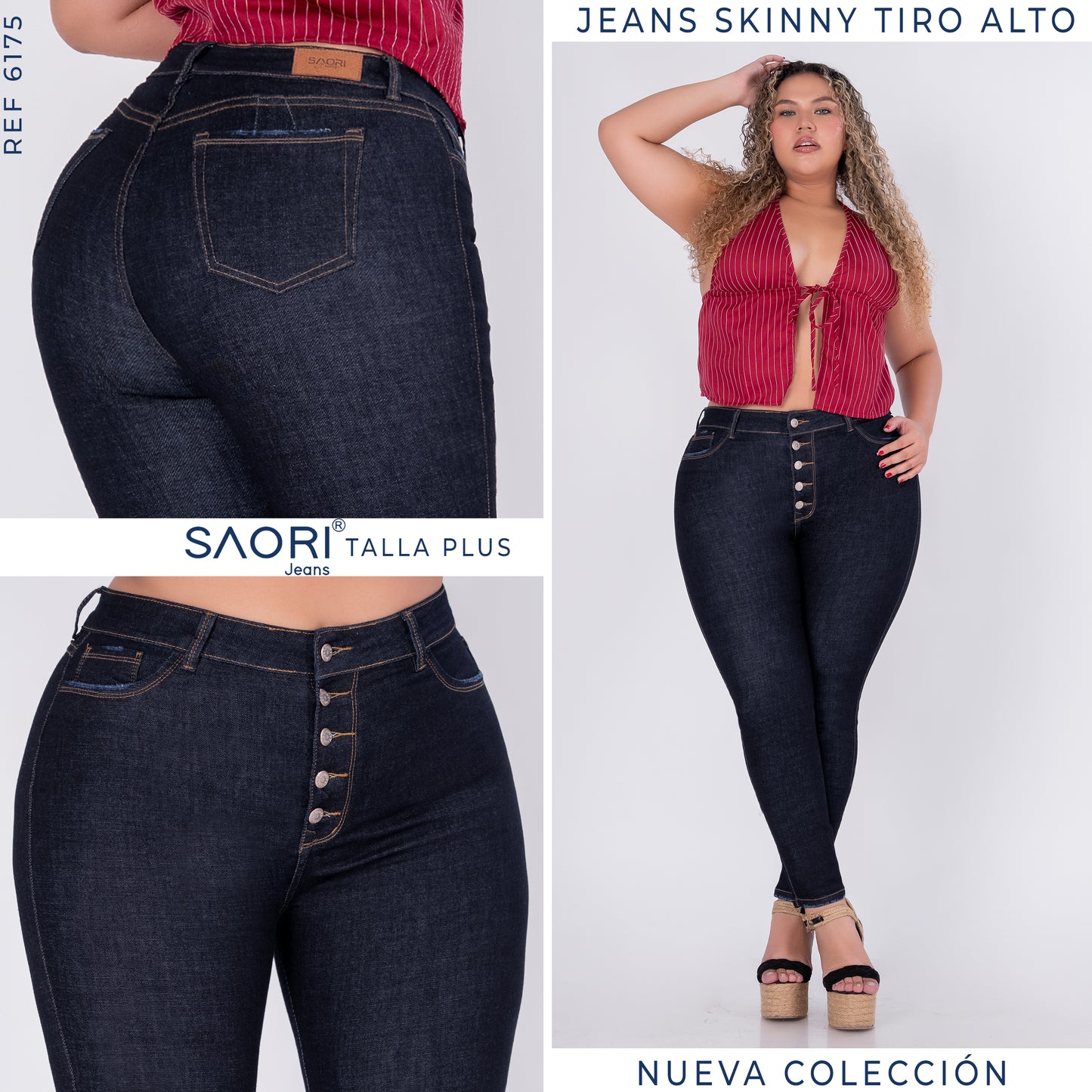 JEANS SKINNY TIRO ALTO STRECH  REF 6175 P