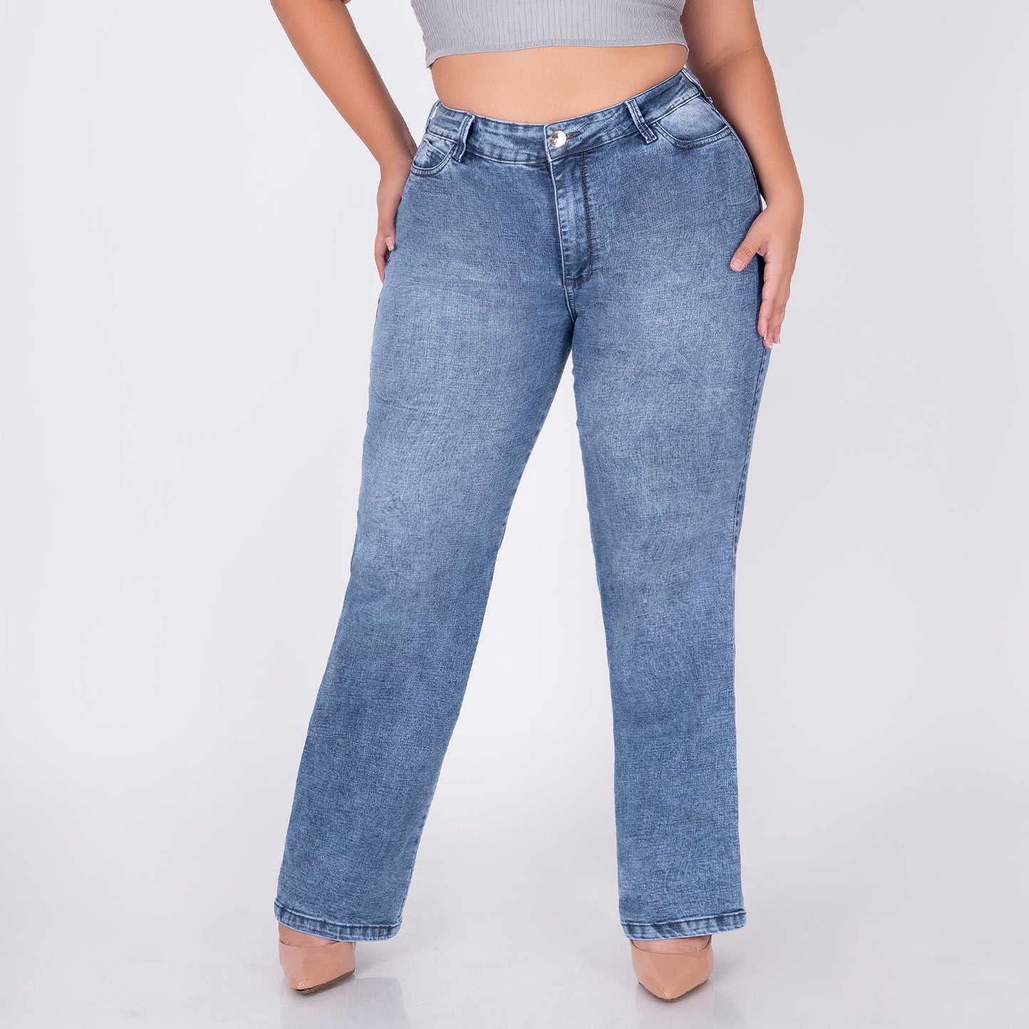 JEANS BOTA RECTA TIRO ALTO STRECH  REF 6190