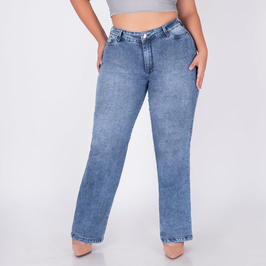 JEANS BOTA RECTA TIRO ALTO STRECH  REF 6190