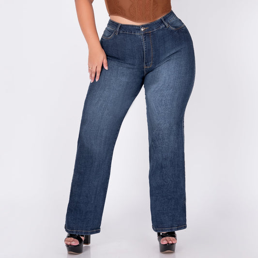JEANS BOTA RECTA TIRO ALTO STRECH  REF 6188 P