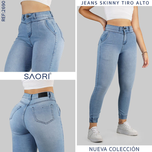 JEANS MOM TIRO ALTO  REF 2690 CLARO