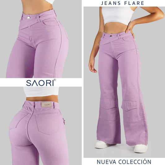 JEAN FLARE MUJER TIRO ALTO REF 6075 LILA