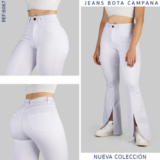 JEANS MUJER  BOTA ANCHA  REF 6067 BLANCO