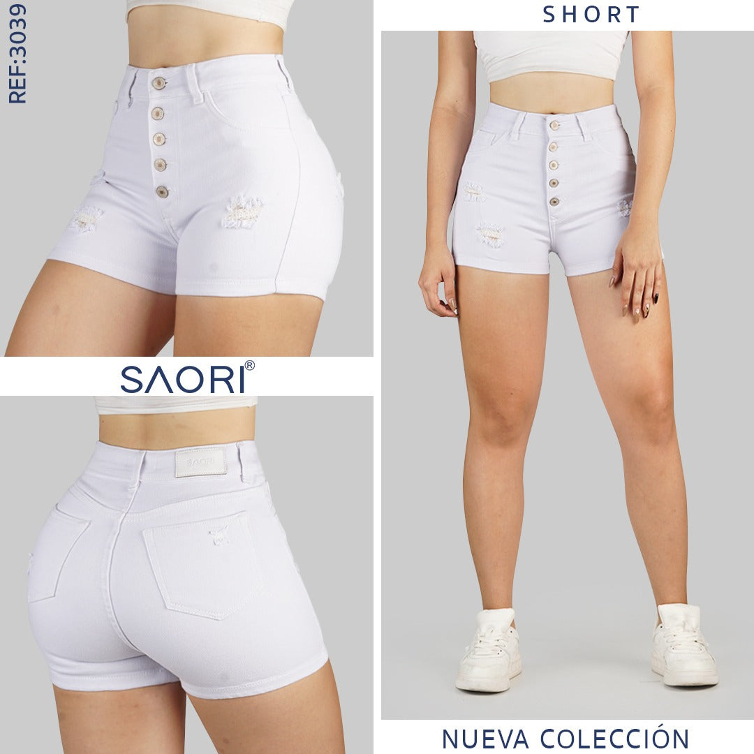 SHORT MUJER REF 3039 BLANCO 5 BOTONES