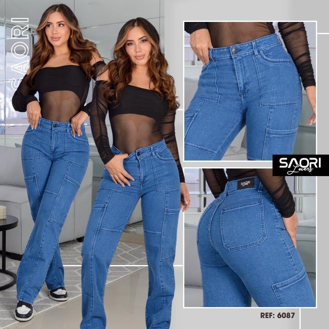 JEANS BOTA RECTA TIRO ALTO STRECH  REF 6087