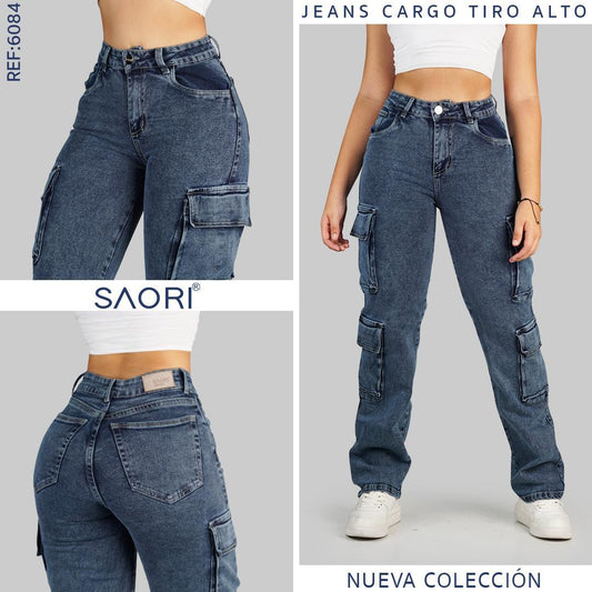 JEANS BOTA RECTA TIRO ALTO STRECH  REF 6084