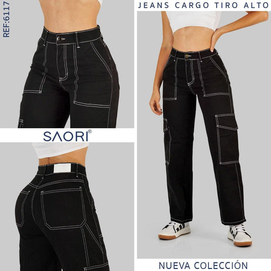 JEANS BOTA RECTA TIRO ALTO STRECH  REF 6117