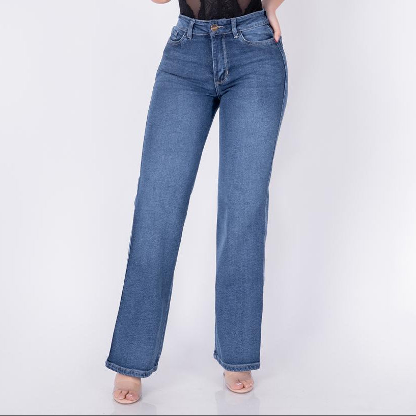 JEANS BOTA ANCHA TIRO ALTO STRECH  REF 6185